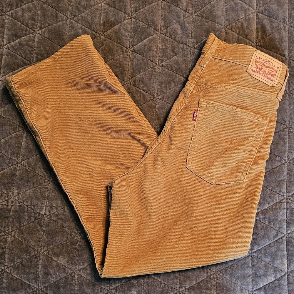 Levi's Ribcage Straight Ankle Corduroy Pants Size W28 L27 Rust Brown